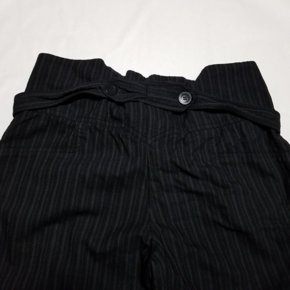 Max Azria Black Striped Wool Blend Pleated Tie Front Capri Pants - Picture 3 of 6